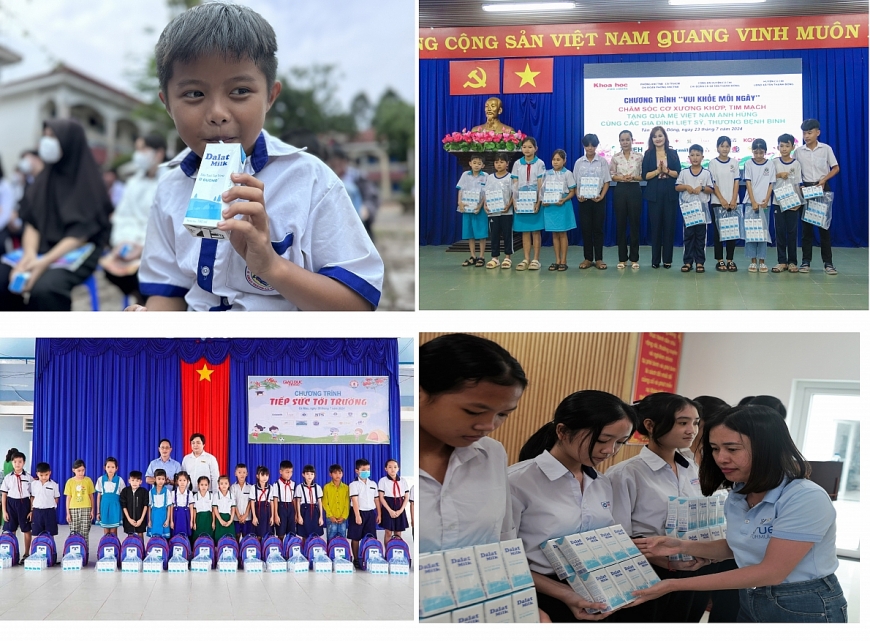 Đồng hành với các đơn vị báo chí, Quỹ Vì Tầm Vóc Việt đã trao tặng hàng ngàn ly sữa tươi Dalatmilk cho học sinh vượt khó trên địa bàn TPHCM, An Giang, Kiên Giang, Cà Mau
