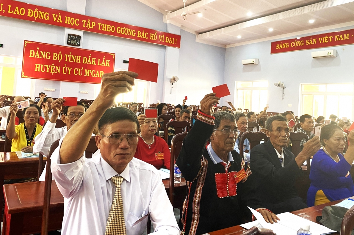 Các đại biểu thực hiện quyền biểu quyết 