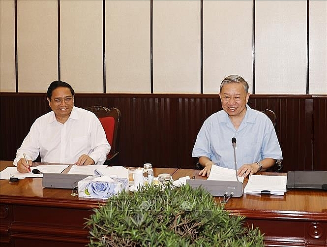 Tổng Bí thư, Chủ tịch nước Tô Lâm phát biểu tại cuộc họp lãnh đạo chủ chốt. Ảnh: Trí Dũng/ TTXVN