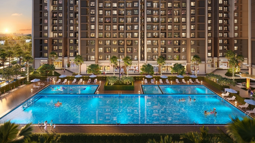 Khu bể bơi The Sola Park có diện tích lên đến 1700m2