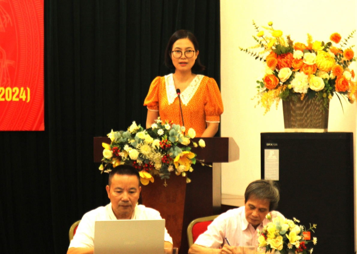 Bà Phan Thị Toan, cán bộ Dự án Quốc gia Tổ chức Hỗ trợ NCT Quốc tế (HAI) phát biểu