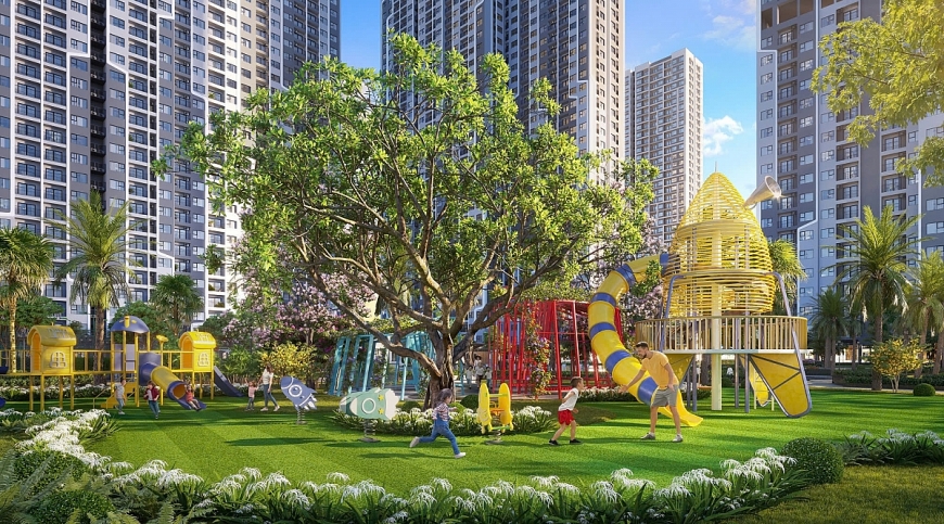 Khu vui chơi trẻ em trong khuôn viên rợp bóng cây xanh mát 