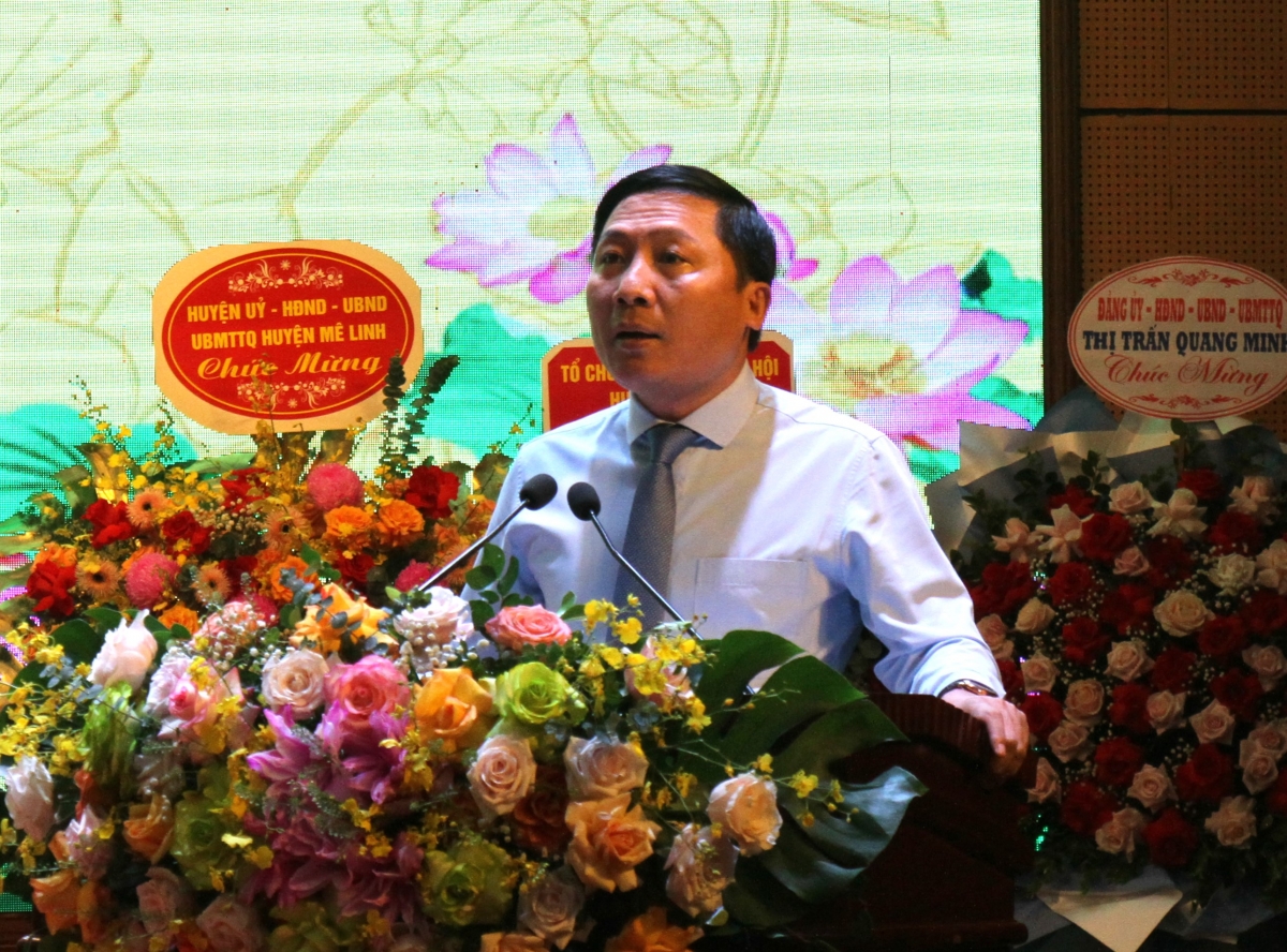 Bí thư Huyện ủy Mê Linh Nguyễn Thanh Liêm phát biểu