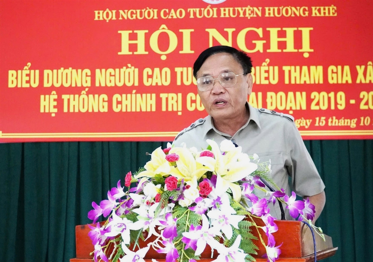 Ông Thái Sinh, Chủ tịch Hội NCT tỉnh Hà Tĩnh phát biểu