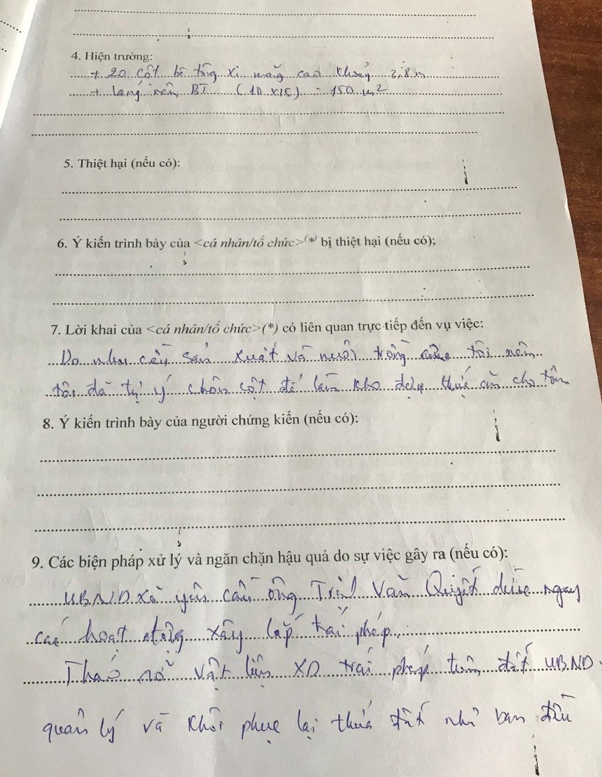 Khi nào xã Hoằng Yến xử lý dứt điểm công trình xây dựng trái phép trên đất nông nghiệp?