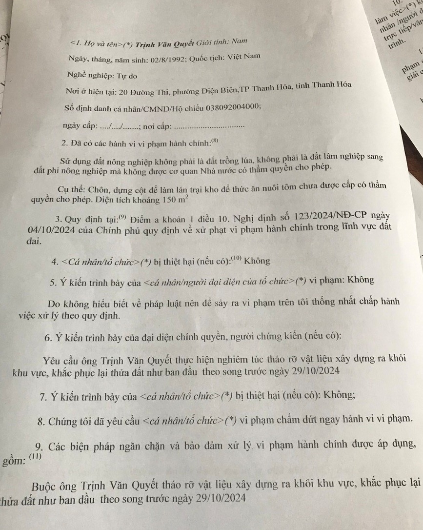 Khi nào xã Hoằng Yến xử lý dứt điểm công trình xây dựng trái phép trên đất nông nghiệp?