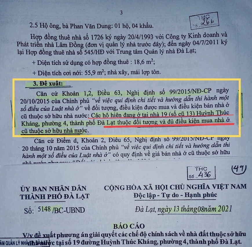 1 trong 5 văn bản của bị đơn khẳng định:“Các hộ dân đủ điều kiện mua nhà”