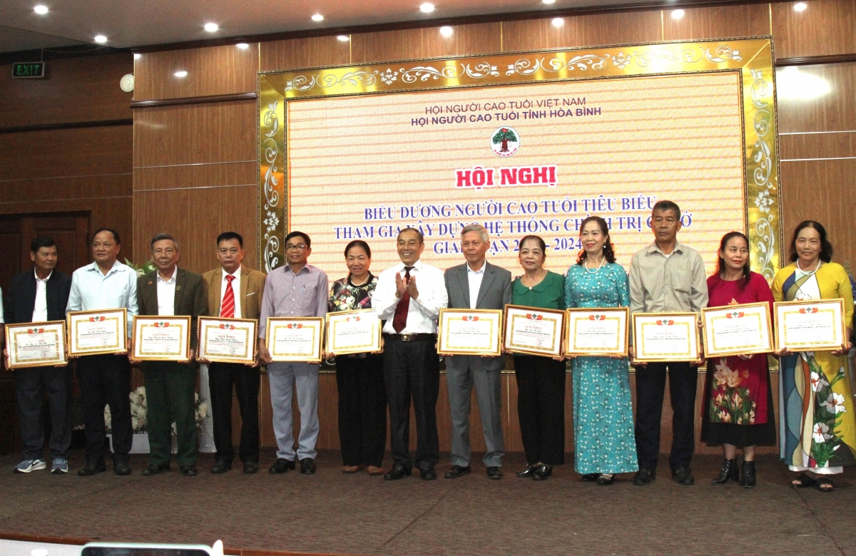 Trao Giấy khen của Chủ tịch Hội NCT tỉnh Hòa Bình cho các cá nhân xuất sắc