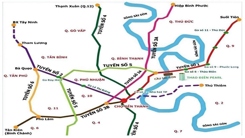 Sơ đồ các tuyến metro TP.Hồ Chí Minh