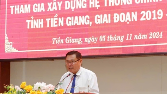 Ông Đỗ Tấn Hùng, Trưởn ban Dân vận Tỉnh ủy Tiền Giang phát biểu tại Hội nghị.