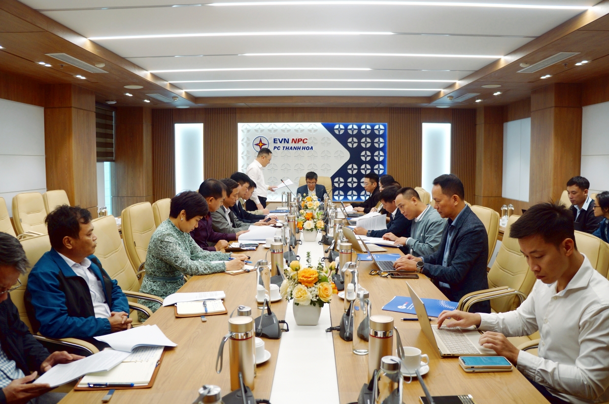 Thành viên Hội đồng thành viên EVNNPC Vũ Thế Nam làm việc với PC Thanh Hóa