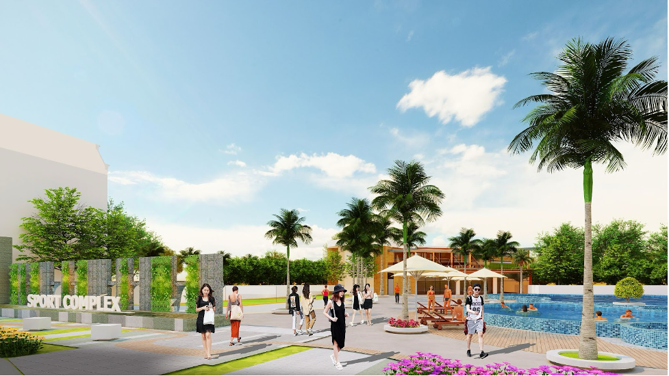 Hồ bơi ở ngoài trời có kích thước lớn, phù hợp với nhu cầu giải trí, bơi lội, giúp cư dân thoải mái tận hưởng từng phút giây thư giãn