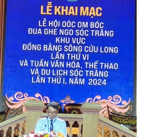 Ông Nguyễn Văn Khởi, Phó Chủ tịch UBND tỉnh Sóc Trăng phát biểu tại lễ khai mạc.