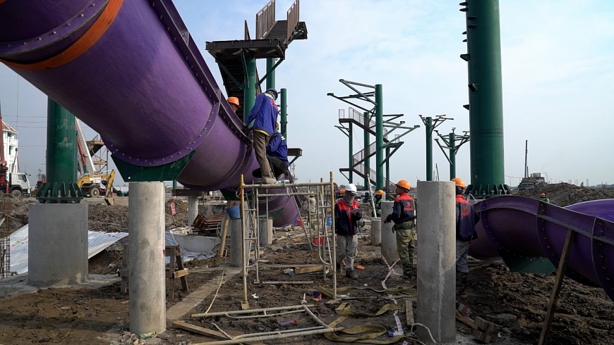 Công trường đại đô thị nghỉ dưỡng của Sun Group tại Hà Nam sôi động ngày đêm