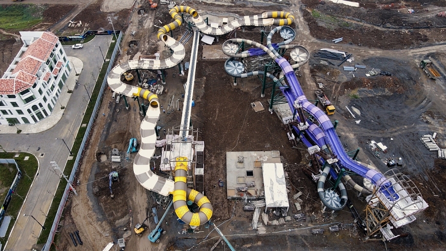 Công trường đại đô thị nghỉ dưỡng của Sun Group tại Hà Nam sôi động ngày đêm