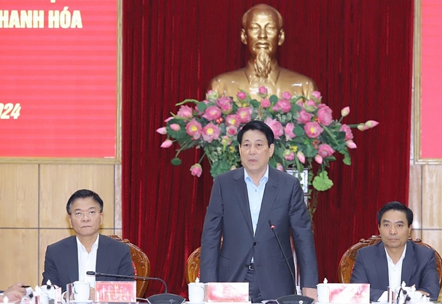 Chủ tịch nước Lương Cường làm việc với Ban Thường vụ Tỉnh uỷ Thanh Hoá