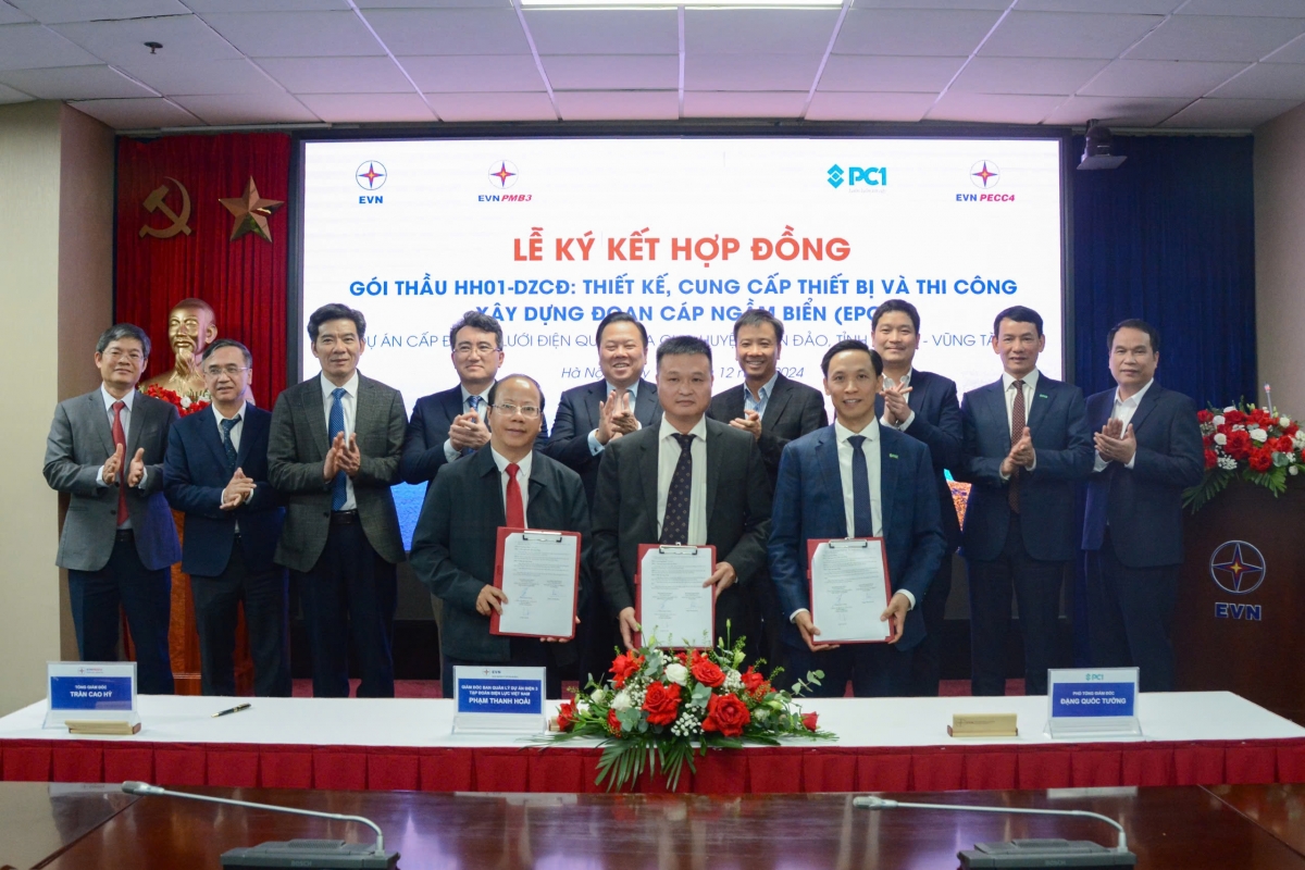 EVN ký hợp đồng gói thầu thiết kế, cung cấp thiết bị và thi công xây dựng cáp ngầm biển huyện Côn Đảo