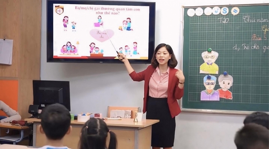 Một tiết học về giới tính cho học sinh tiểu học của cô Nga. (Ảnh: Nhân vật cung cấp)