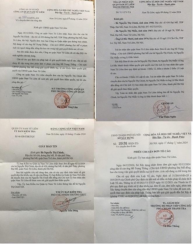 . Văn bản củamột số cơ quan chức năng yêu cầu UBND quận Nam Từ Liêm xem xét giải quyết đơn thư tố cáo đúng quy định pháp luật.