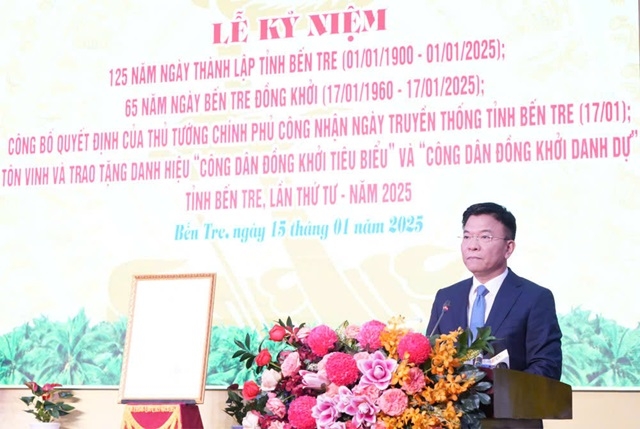 Phó Thủ tướng Chính phủ Lê Thành Long phát biểu tại buổi lễ kỉ niệm. (Ảnh: Phương Thảo)