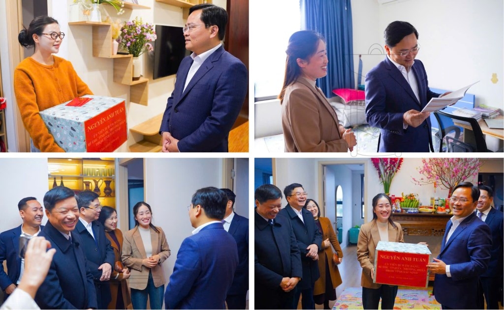 Bí thư Tỉnh ủy Nguyễn Anh Tuấn không chỉ tặng quà động viên tinh thần người lao động nhân dịp Xuân mới, mà dành nhiều thời gian hỏi thăm điều kiện sống và thu nhập trang trải việc mua nhà ở của công nhân .