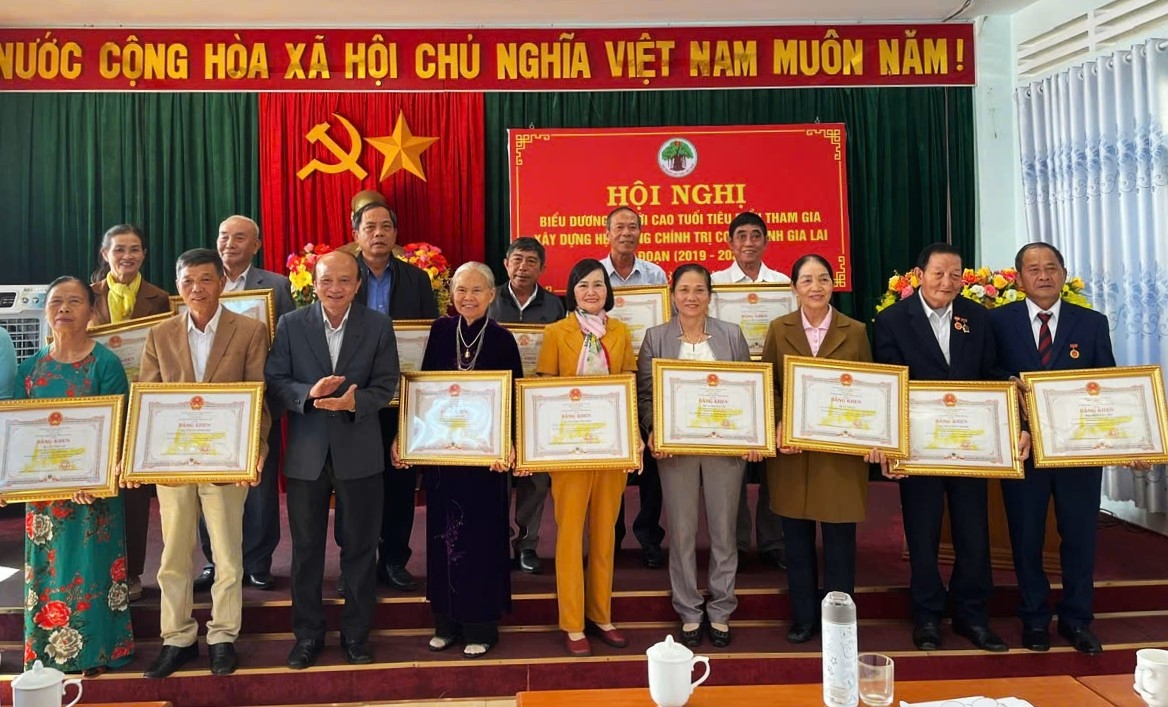 Trao Bằng khen của Chủ tịch UBND tỉnh Gia Lai cho 15 NCT có thành tích xuất sắc tham gia xây dựng hệ thống chính trị cơ sở giai đoạn 2019 - 2024