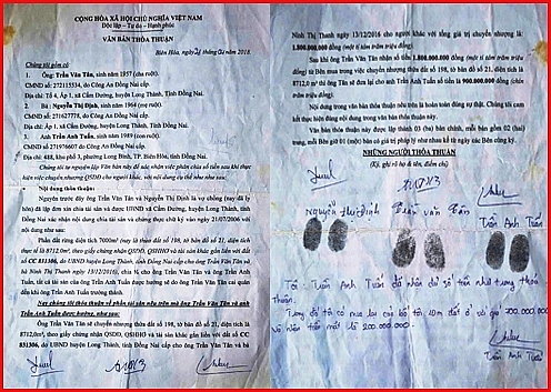 Đơn xin phân chia tài sản có xác nhận của UBND xã Cẩm Đường ngày 21/7/2006 [Hình ảnh]  Văn bản thoả thuận lập ngày 21/4/2018