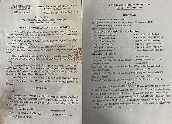 Biên bản cưỡng chế và Biên bản đền bù.