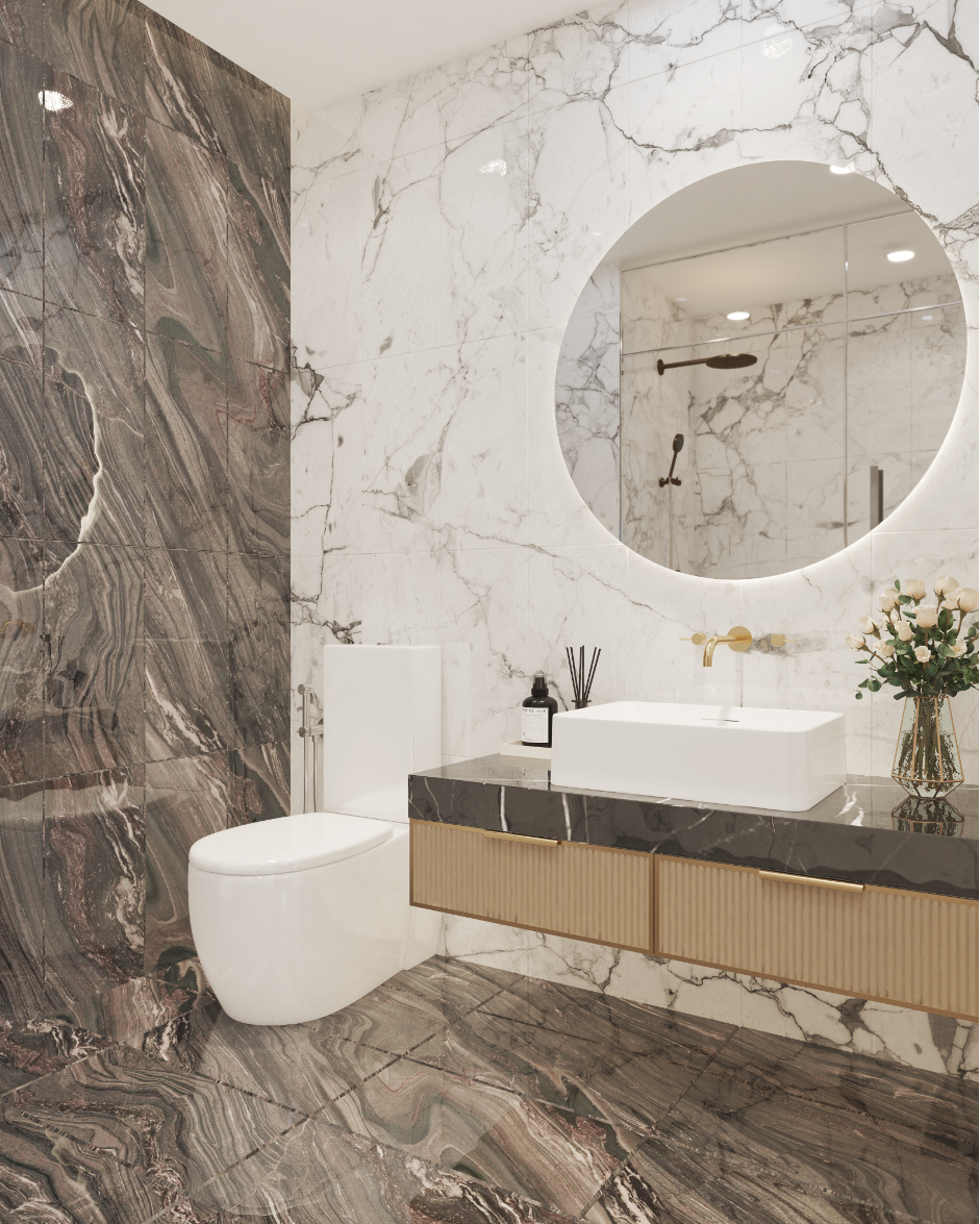 Phối cảnh một số hạng mục bàn giao trong phòng tắm