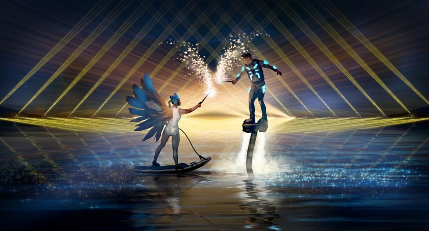 Những nàng tiên hạc xuất hiện trung tâm xuyên suốt show 