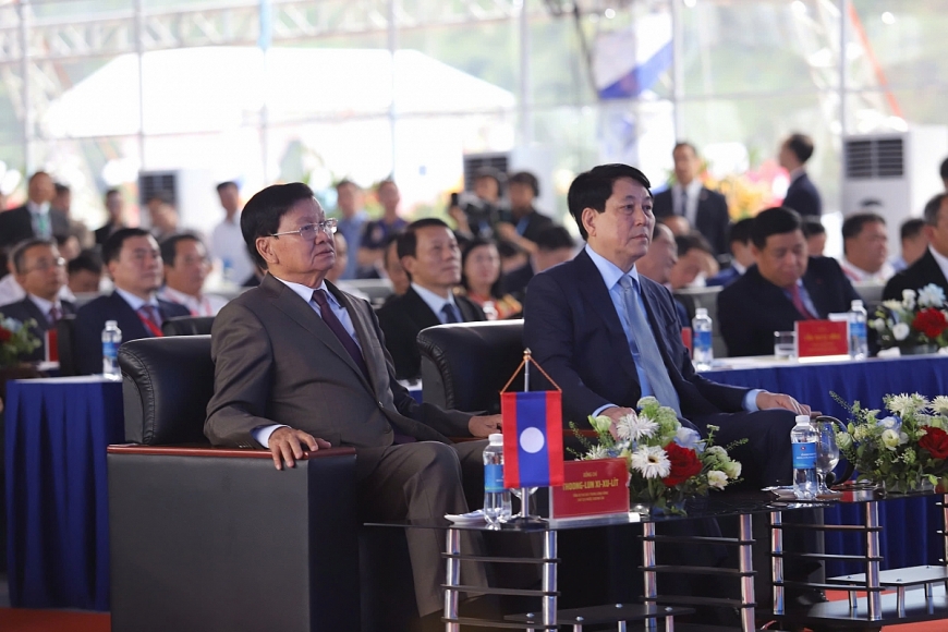Chủ tịch nước Lương Cường và Lãnh đạo Đảng, Nhà nước Lào dự lễ khai trương Bến số 3 - Cảng quốc tế Lào - Việt
