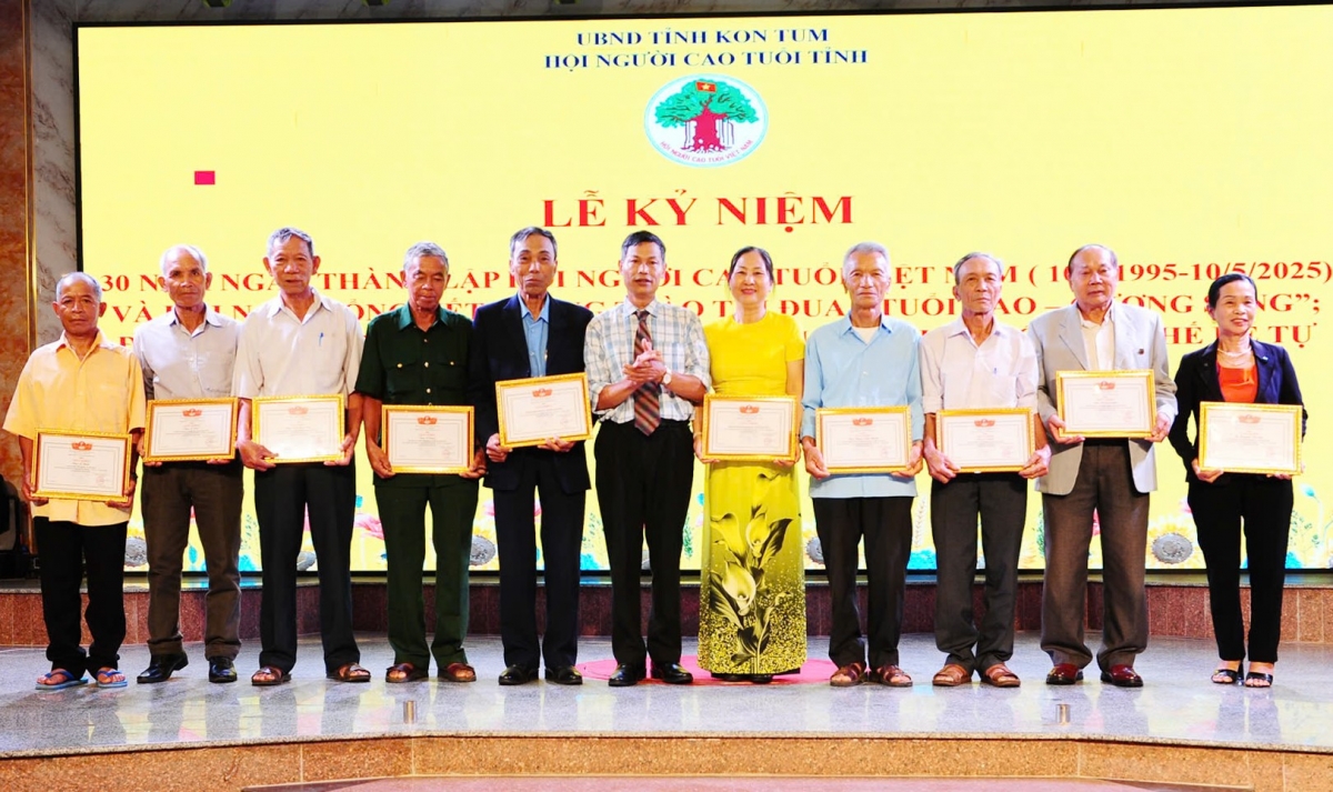 Trao Giấy khen của Hội NCT tỉnh cho các tập thể, cá nhân xuất sắc