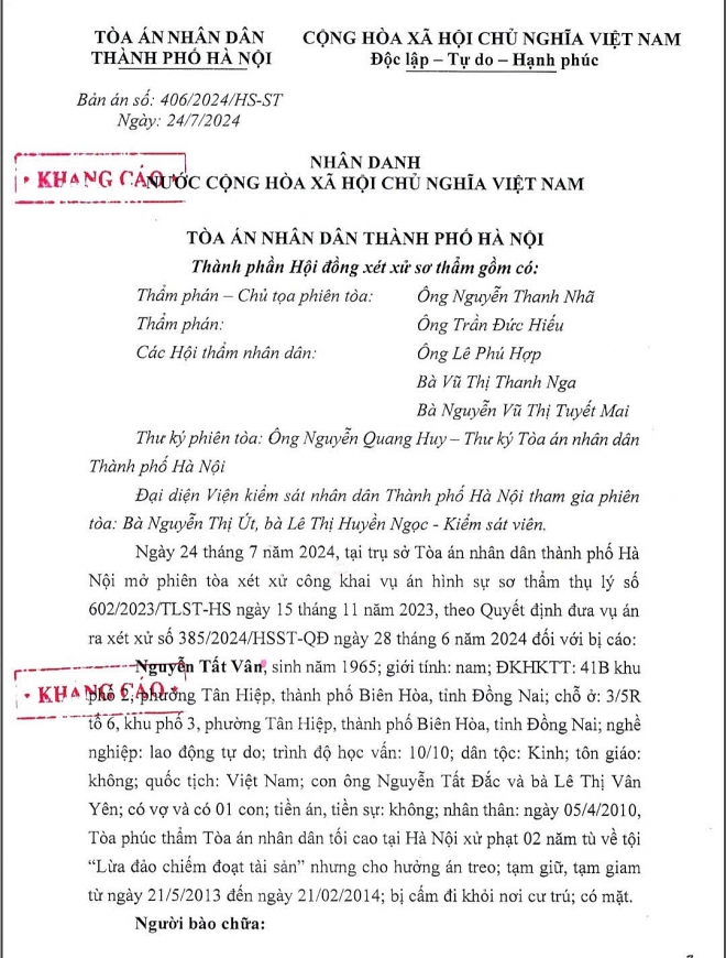 Chờ sự công tâm của bản án phúc thẩm