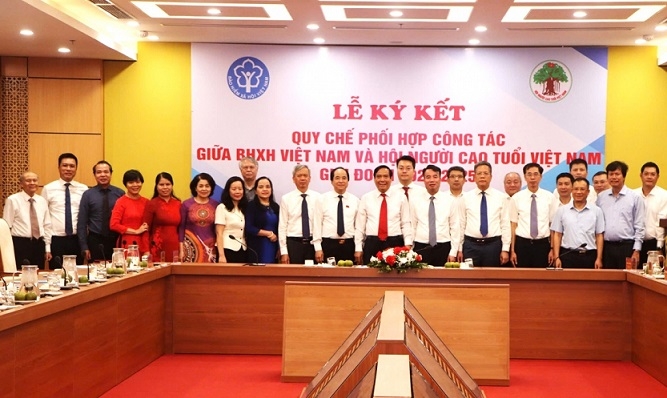 Trung ương Hội NCT Việt Nam và Bảo hiểm xã hội Việt Nam tổ chức Lễ kí kết Quy chế phối hợp công tác, giai đoạn 2024 - 2025.