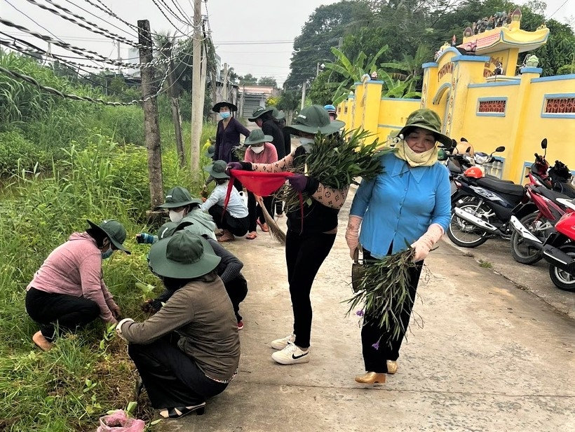 NCT ấp Bình Thạnh tham gia trồng hoa làm đẹp cảnh quan