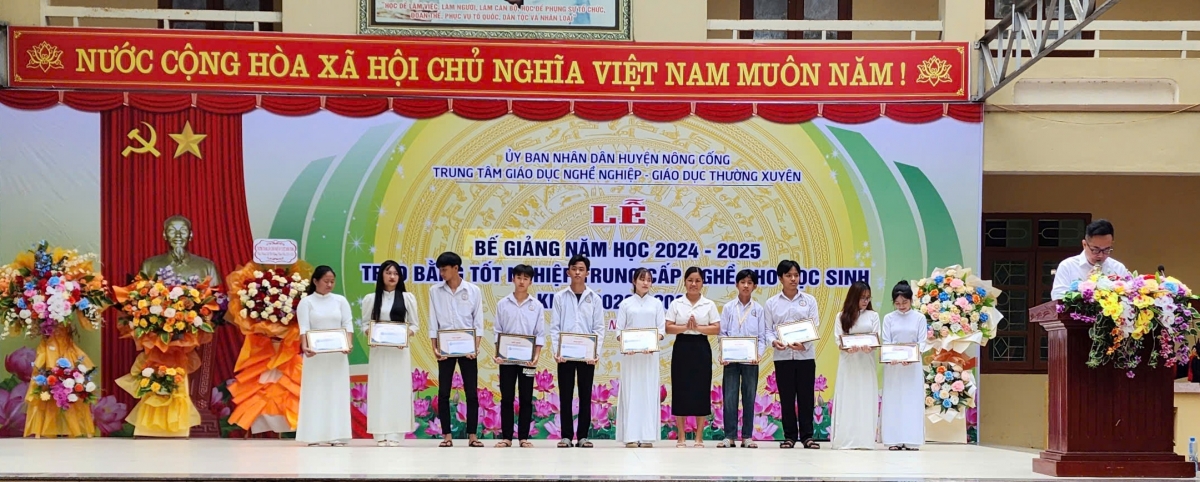Bế giảng năm học 2024- 2025, trao bằng tốt nghiệp Trung cấp nghề cho học sinh khóa 2022-2024