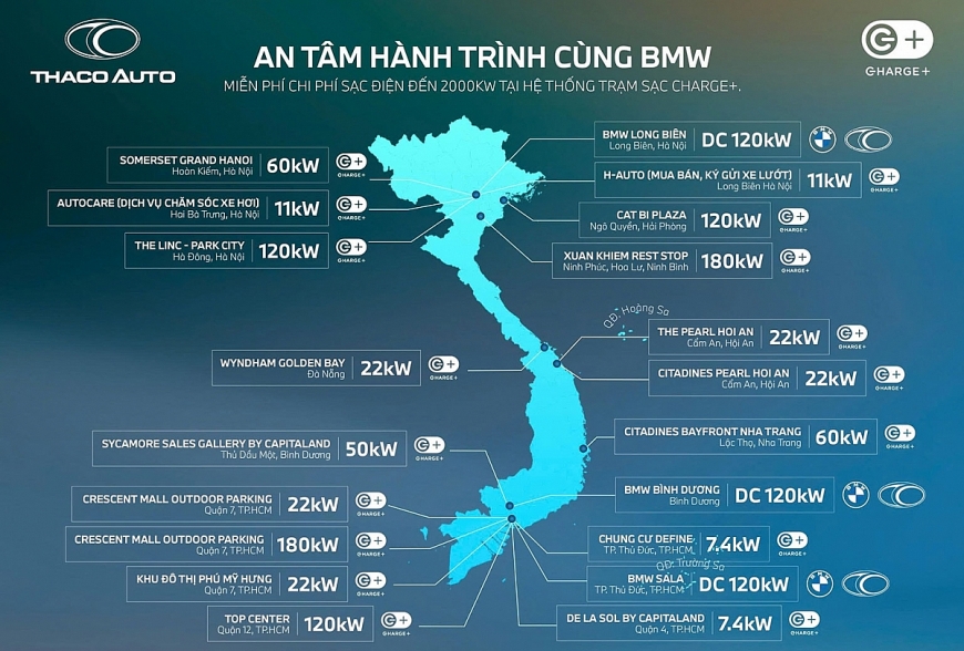 THACO AUTO và BMW mở rộng hệ thống trạm sạc xe điện tại Việt Nam