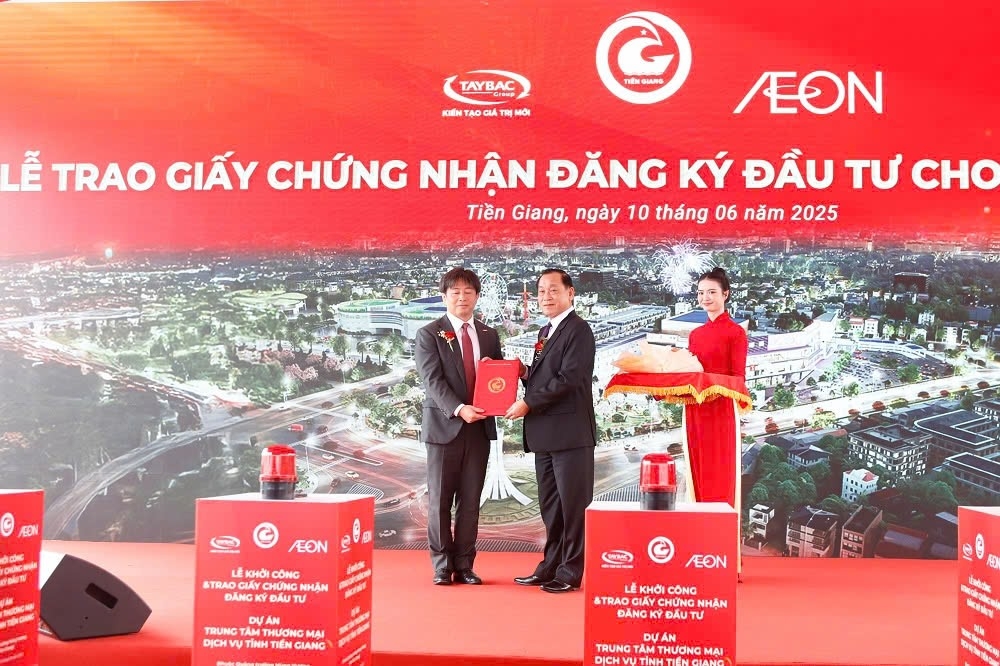 Tiền Giang: Khởi công và trao giấy chứng nhận đăng ký đầu tư Dự án trung tâm thương mại dịch vụ