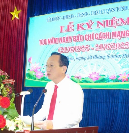 Ông Phạm Văn Thiều, Chủ tịch UBND tỉnh Bạc Liêu phát biểu tại buổi kỷ niệm