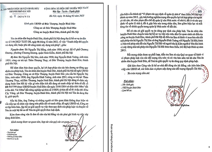 Mảnh đất nông nghiệp đang tranh chấp bị xây dựng trái phép.