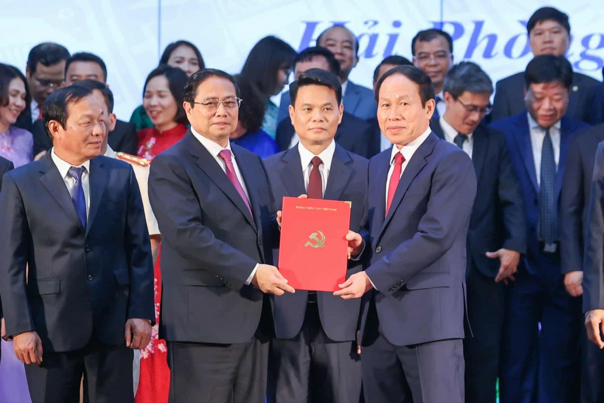 Thủ tướng Phạm Minh Chính dự Lễ công bố Nghị quyết, Quyết định của Trung ương tại TP Hải Phòng