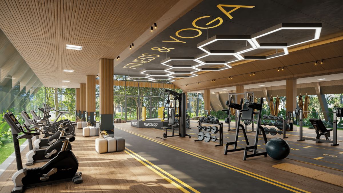 Khu tập gym và yoga hiện đại, rộng 300m2 sẽ có tại đảo Châu Âu.