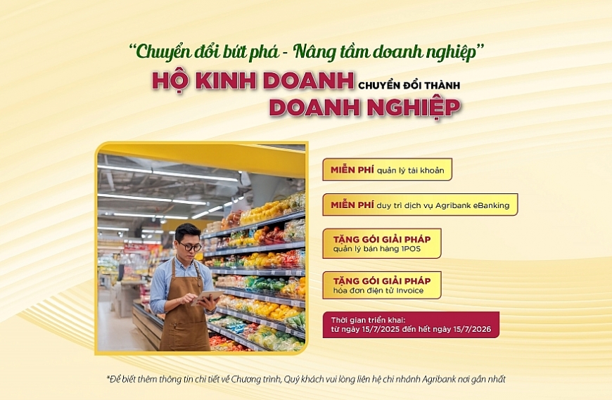 Agribank triển khai chương trình ưu đãi “Chuyển đổi bứt phá - Nâng tầm doanh nghiệp” dành cho hộ kinh doanh chuyển đổi thành doanh nghiệp