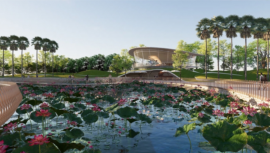 Khu đô thị cao cấp Mê Linh ưu tiên diện tích lớn cho không gian cảnh quan, cây xanh. (Ảnh minh họa: Sun Property)