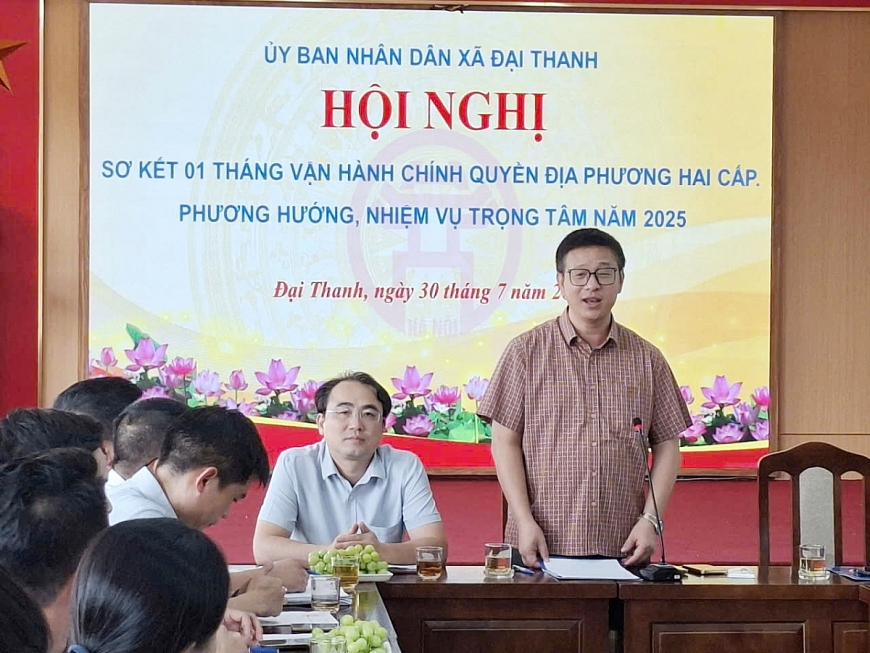 Ông Nguyễn Văn Hưng, Chủ tịch xã Đại Thanh cho biết về những thuận lợi và khó khăn khi thực hiện vận hành mô hình chính quyền 2 cấp tại địa phương.