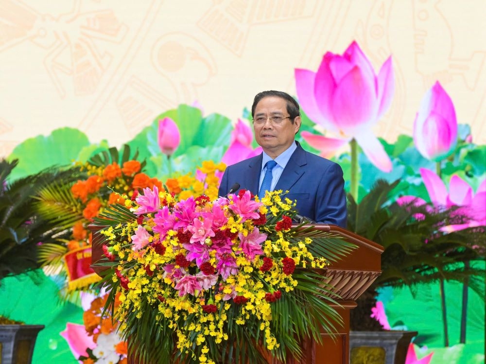 Đồng chí Phạm Minh Chính - Ủy viên Bộ Chính trị, Bí thư Đảng ủy Chính phủ, Thủ tướng Chính phủ dự và chỉ đạo Đại hội