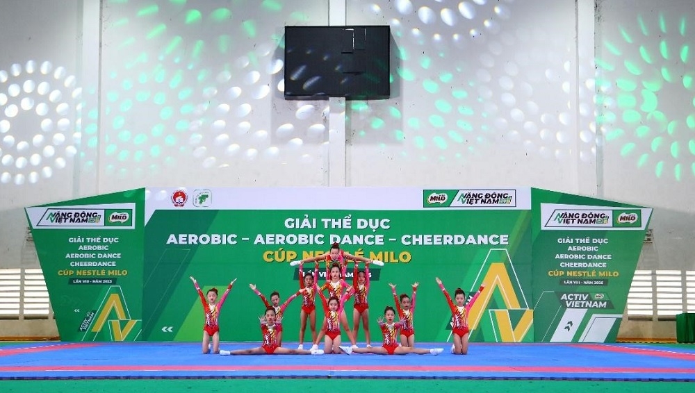 Các tiết mục trình diễn được dàn dựng công phu tại Giải thể dục Aerobic cúp MILO lần VIII năm 2025