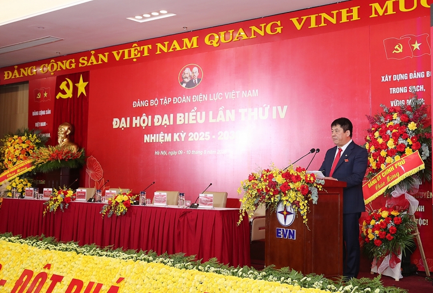 Ông Nguyễn Anh Tuấn, Tổng Giám đốc Tập đoàn Điện lực Việt Nam phát biểu tại Đại Hội.
