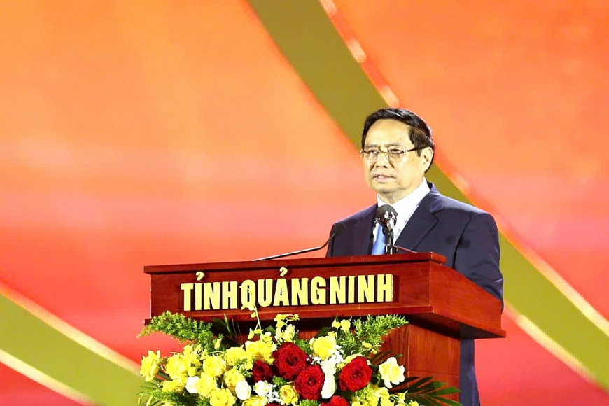 Thủ tướng Chính phủ Phạm Minh Chính phát biểu tại Lễ công bố giá trị toàn cầu Di sản Yên Tử - Vĩnh Nghiêm - Côn Sơn, Kiếp Bạc