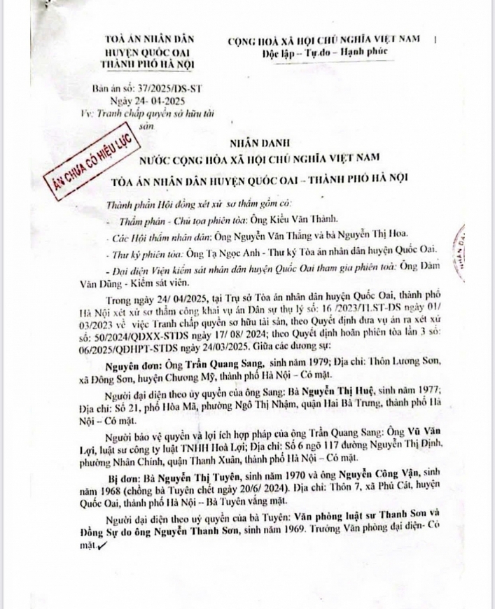 Toà án chấp nhận yêu cầu đòi tài sản của nguyên đơn